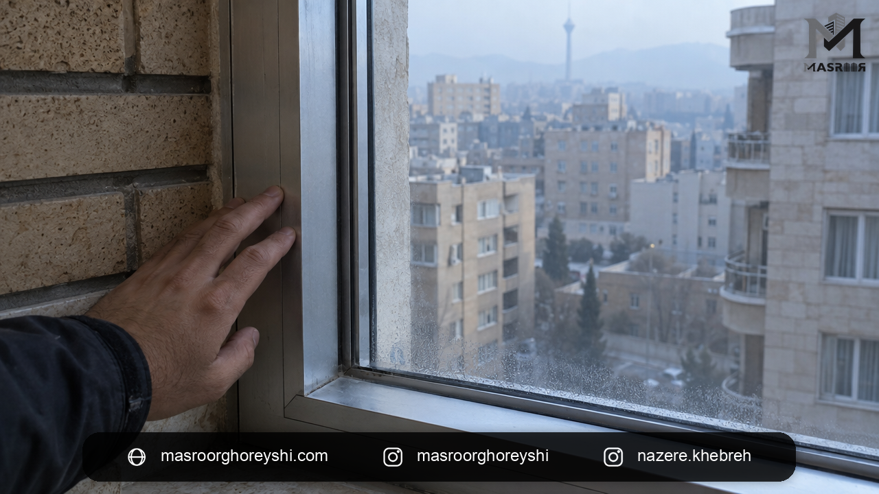 پل حرارتی در قاب آلومینیومی پنجره و میعان روی شیشه